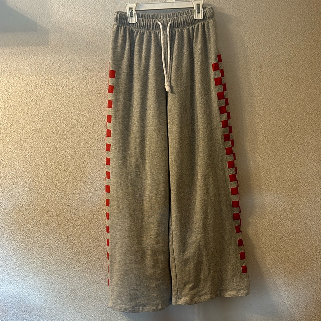 Nwot Grayson Threads Checker Print Wide Legs Sweats Size Small